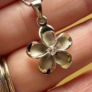 925 Sterling Silver Flower with CZ Center